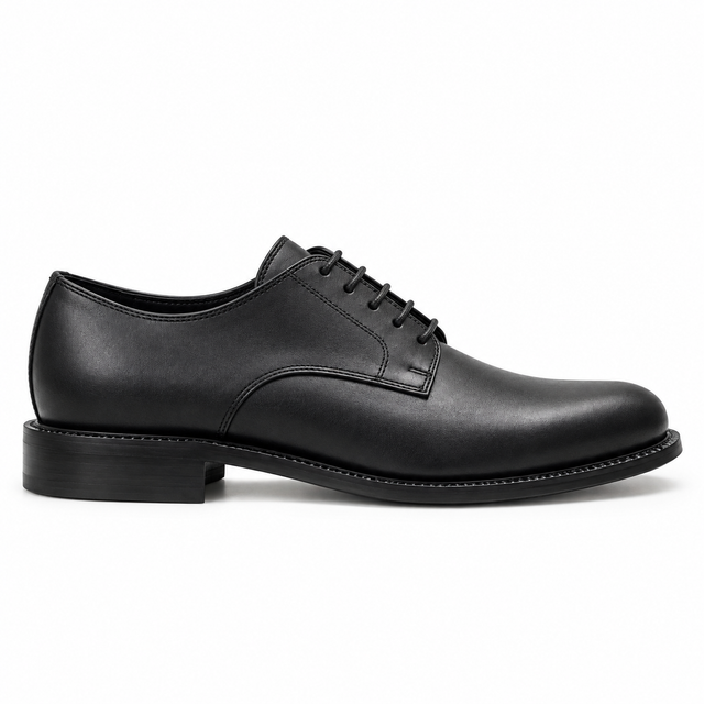 Le Legacy Derby en cuir de veau noir, de profil.