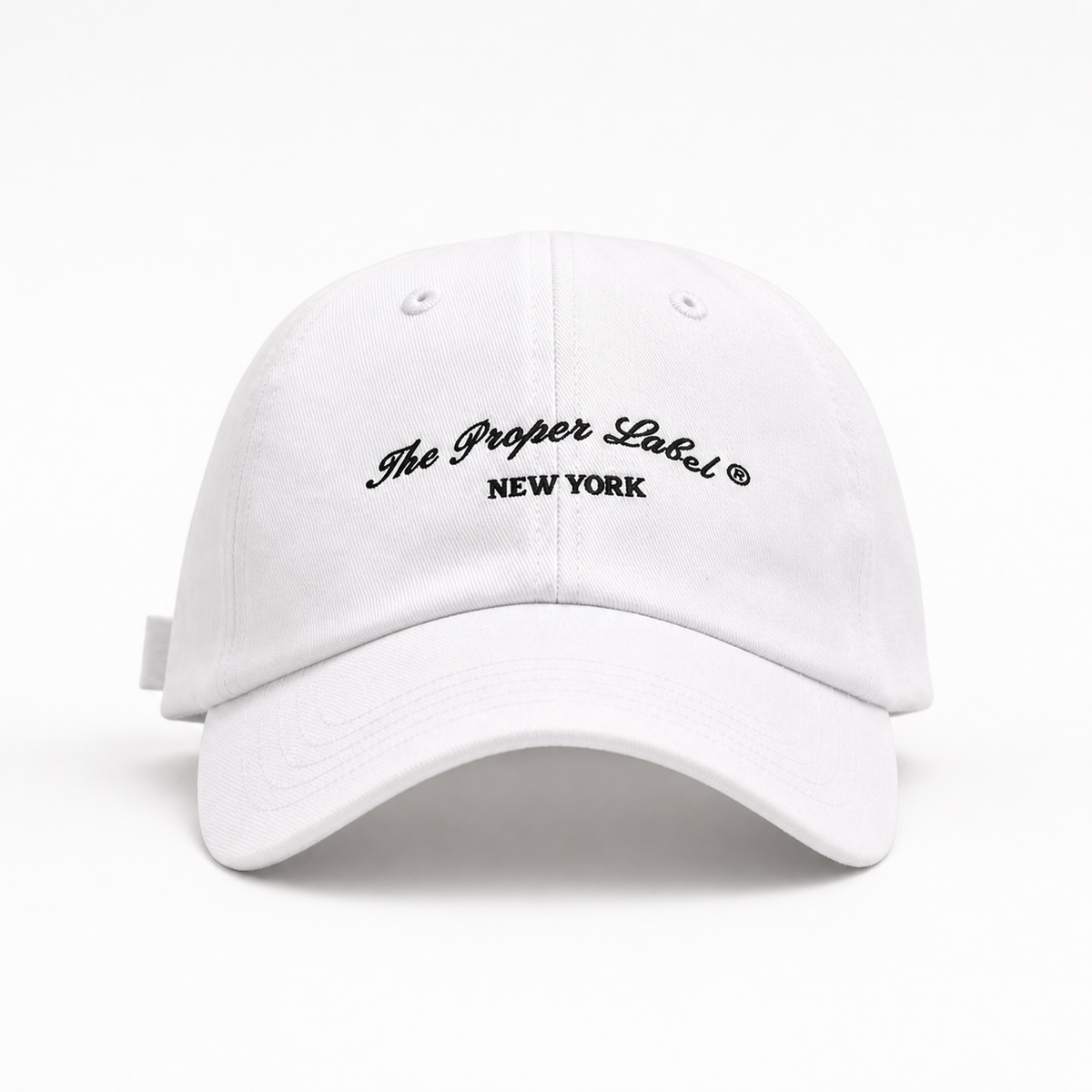 Signature Proper Cap — Blanc — front with dark embroidery