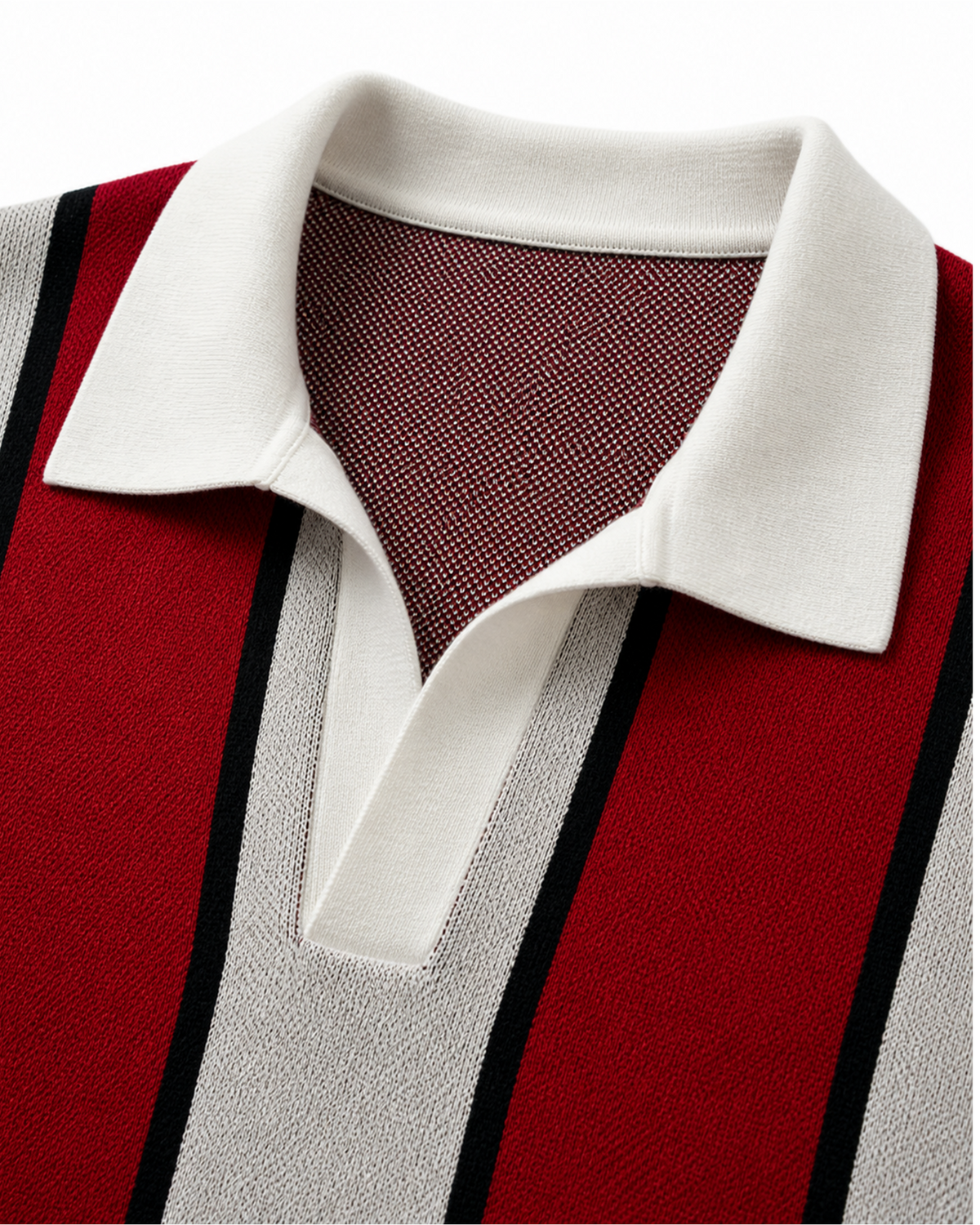 Knit Jersey — Rouge — collar and placket detail