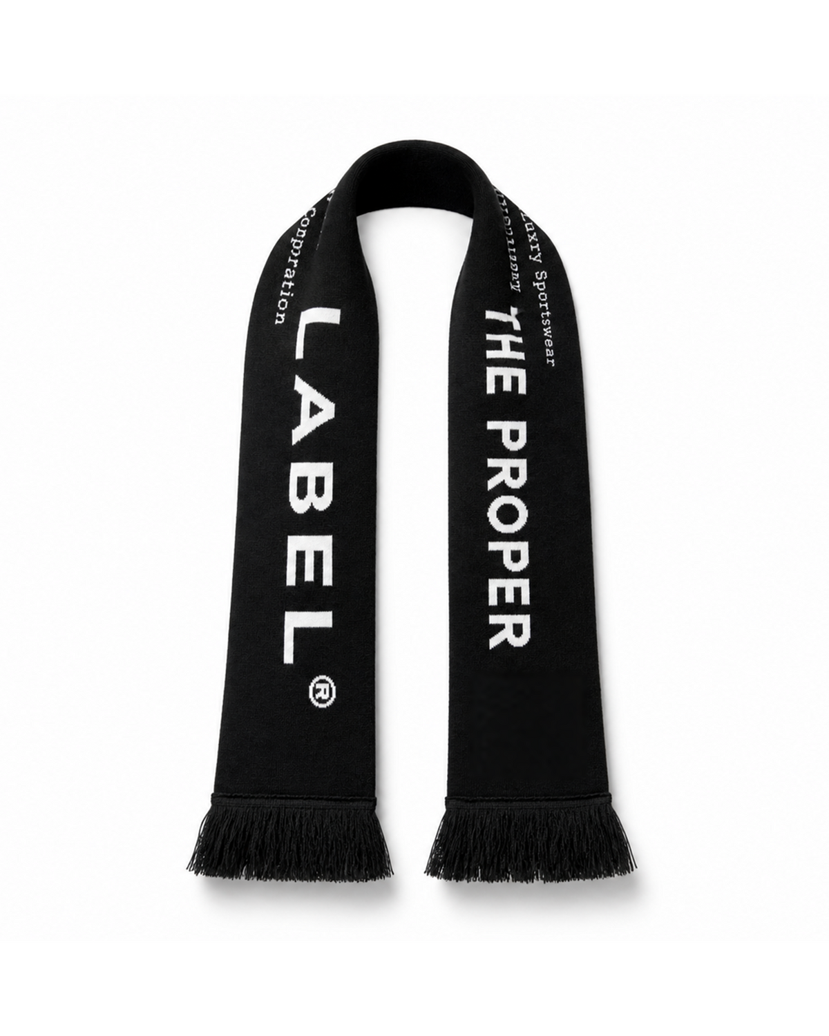 City Scarf — draped front with white lettering