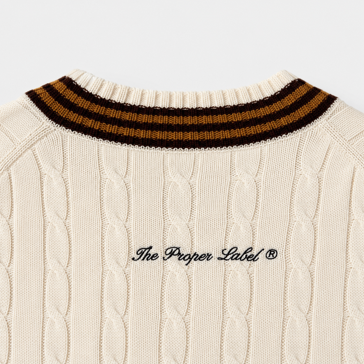 D.C. United — The District Cable-Knit Sweater — back collar and signature embroidery