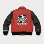 D.C. United — District Black & Red Leather Jacket — back with Washington D.C. Soccer artwork