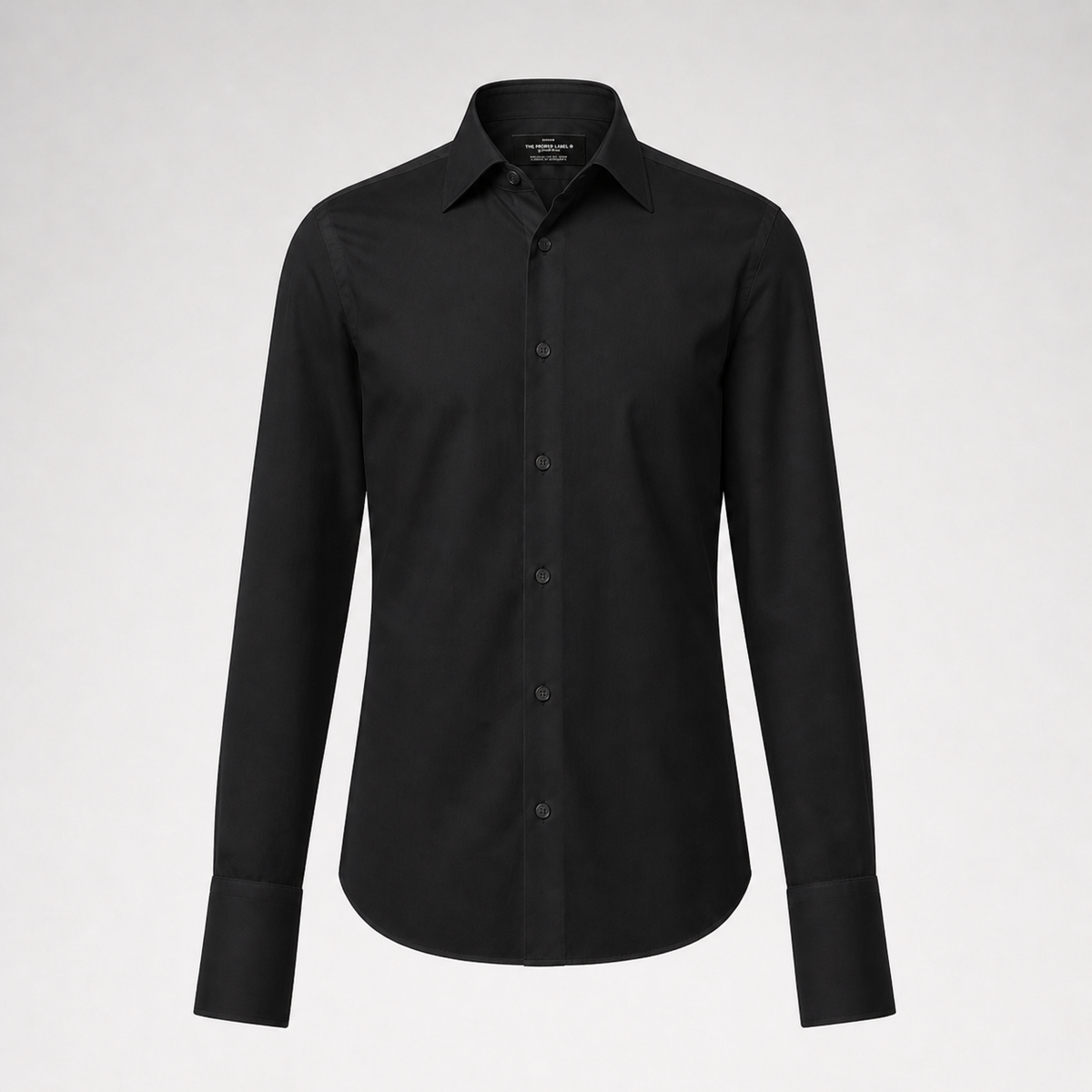 The Executive Poplin Shirt — Noir — front view of the black shirt