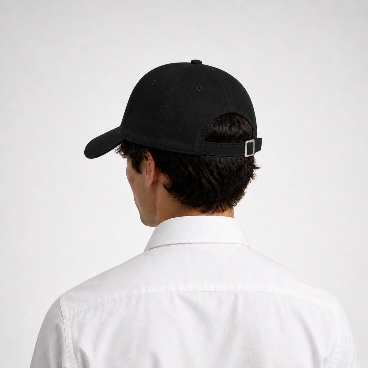 Signature Proper Cap — Noir — back view worn by a model