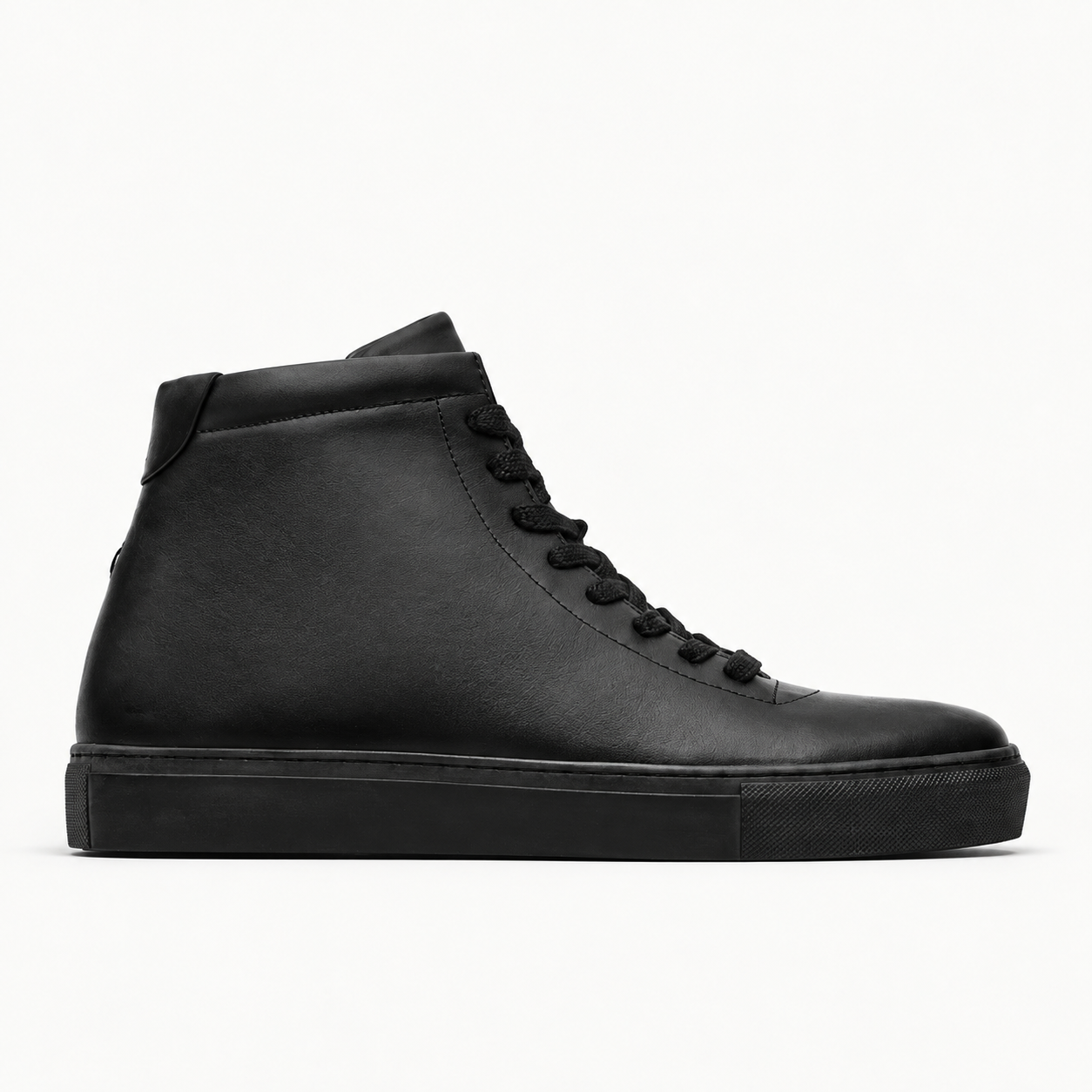 The Proper High-Top Sneaker — Black — single side profile, Maison product cover.