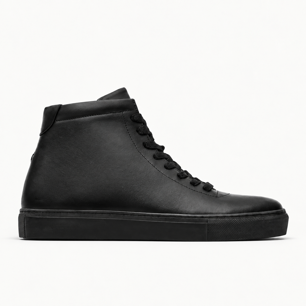 The Proper High-Top Sneaker — Black — single side profile, Maison product cover.