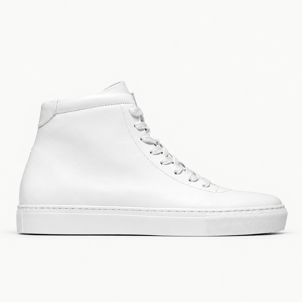 The Proper High-Top Sneaker — White — single side profile, Maison product cover.