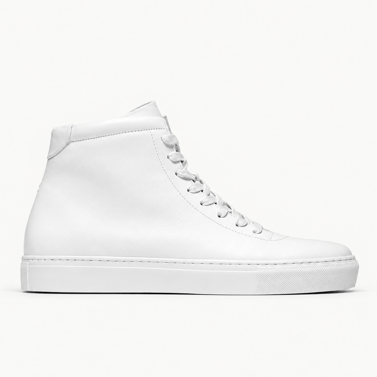 The Proper High-Top Sneaker — White — single side profile, Maison product cover.