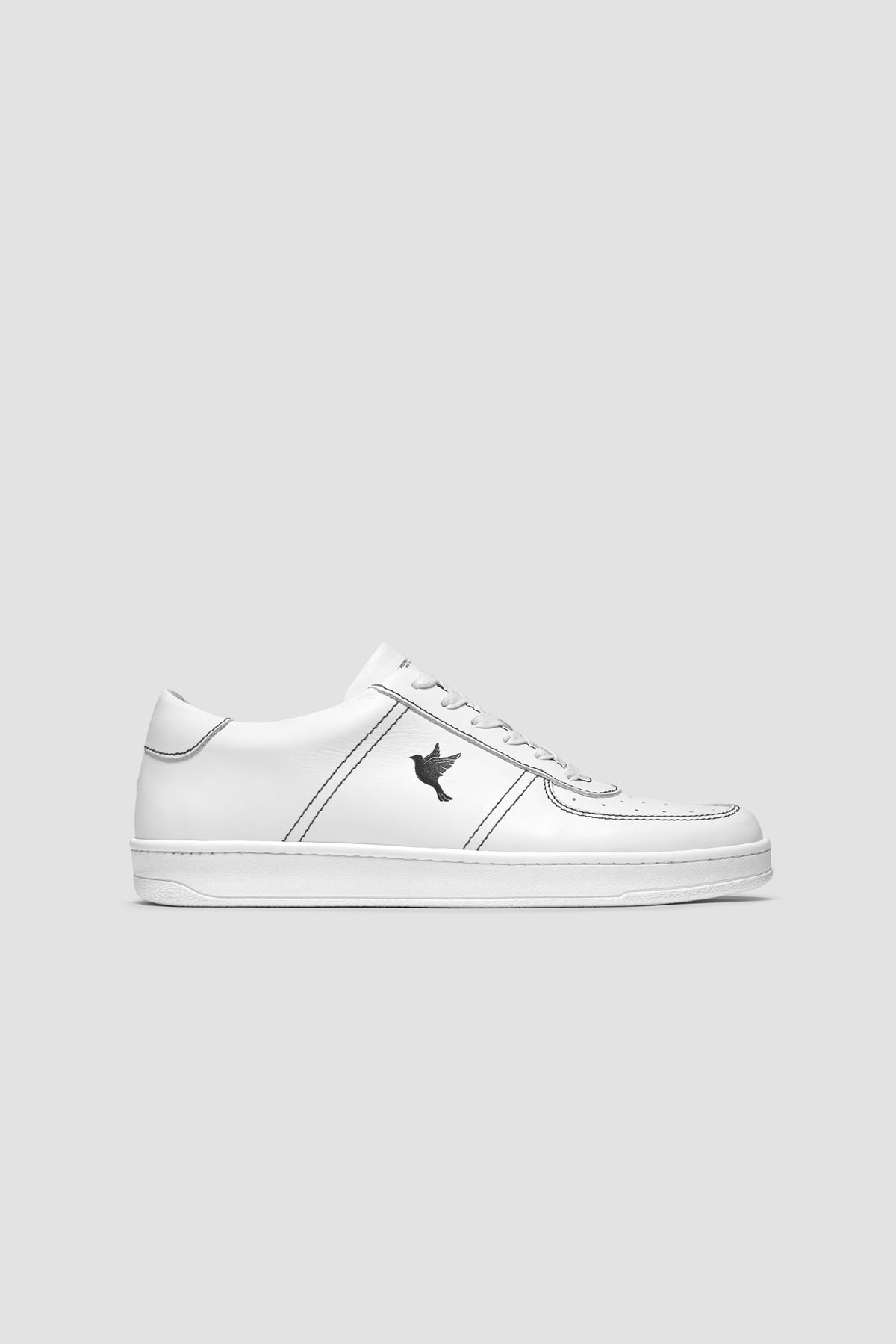 The Proper Fly Sneaker — White / Black — studio view 01