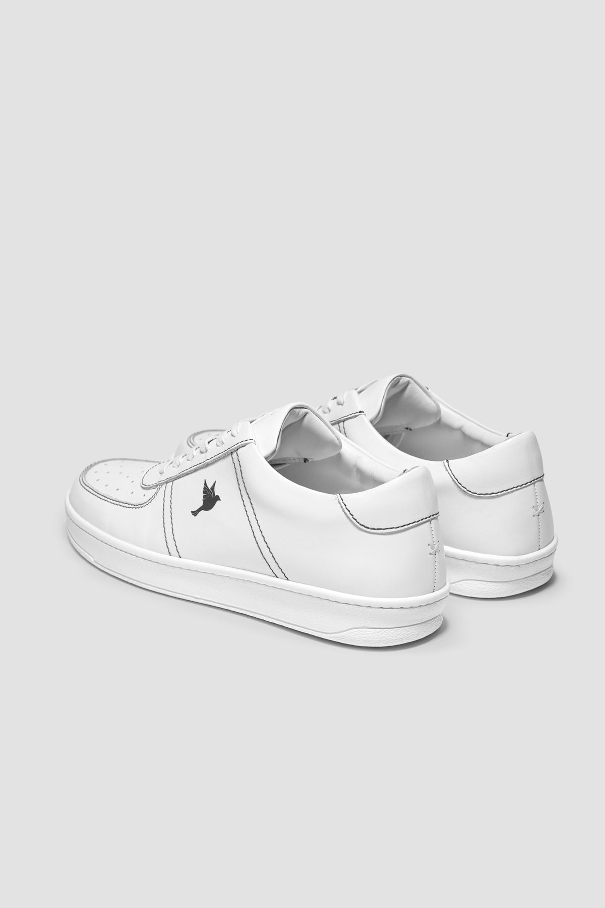 The Proper Fly Sneaker — White / Black — studio view 03