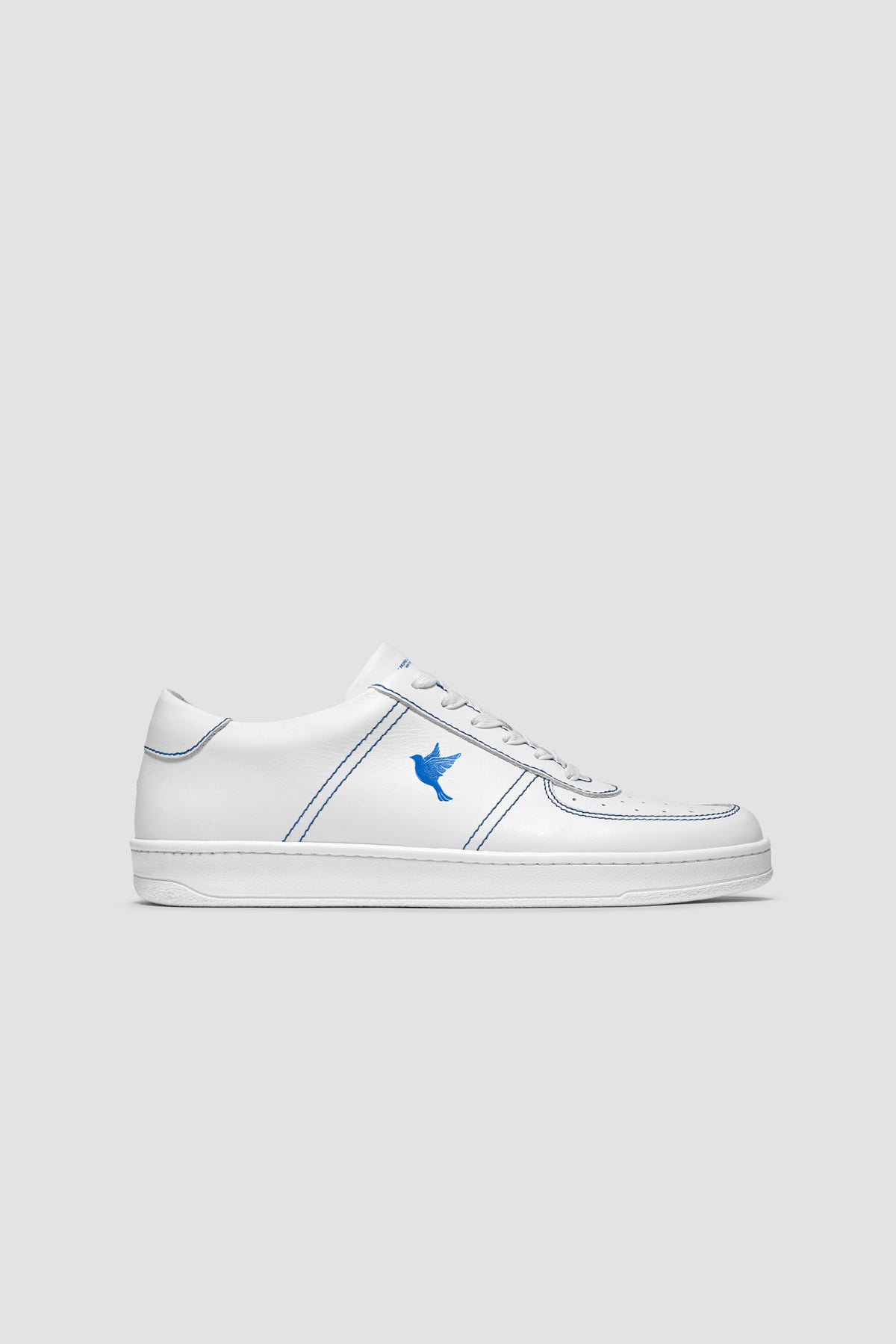 The Proper Fly Sneaker — White / Blue — studio view 01