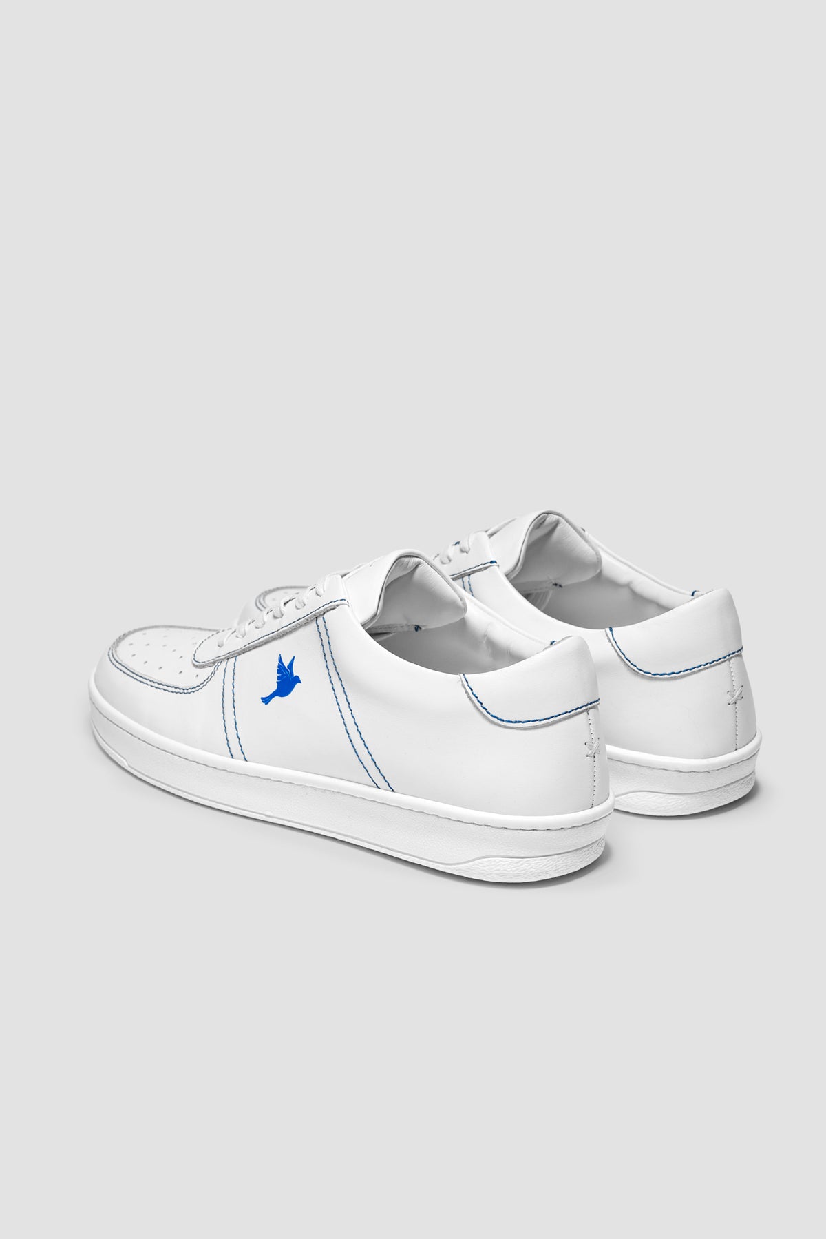 The Proper Fly Sneaker — White / Blue — studio view 03