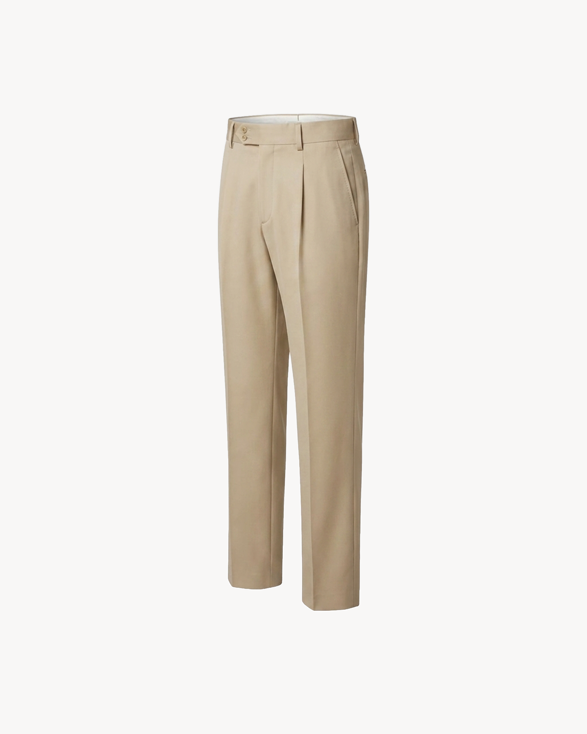 The Proper Wool Trousers — Beige — three-quarter view