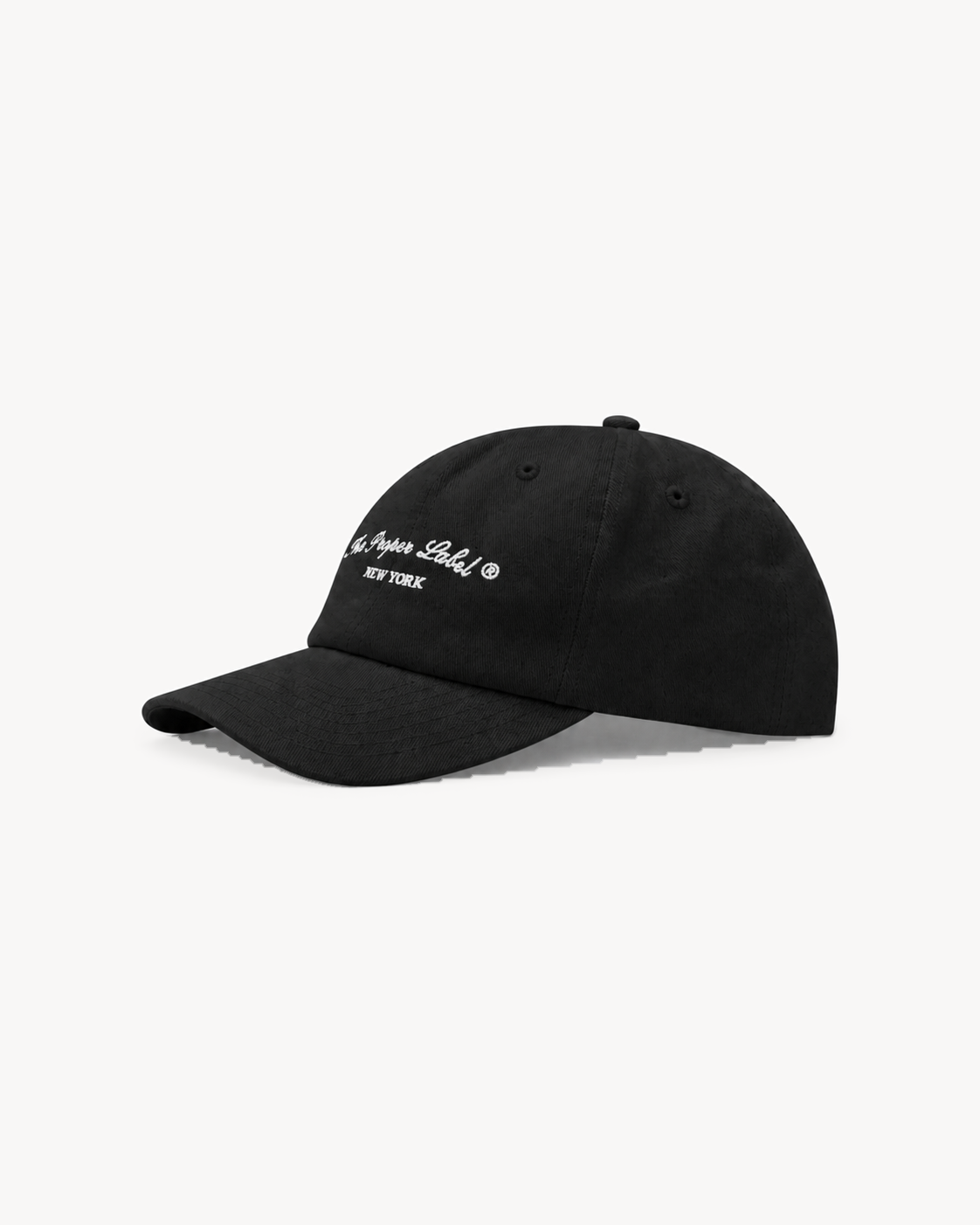Signature Proper Cap — Noir — three-quarter view