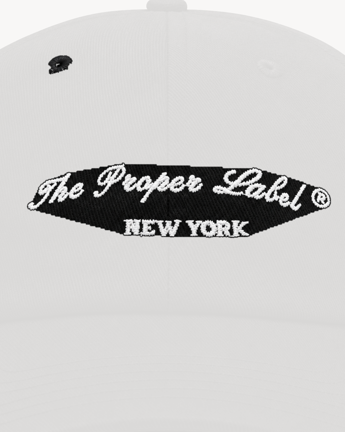 Signature Proper Cap — Noir — signature embroidery detail