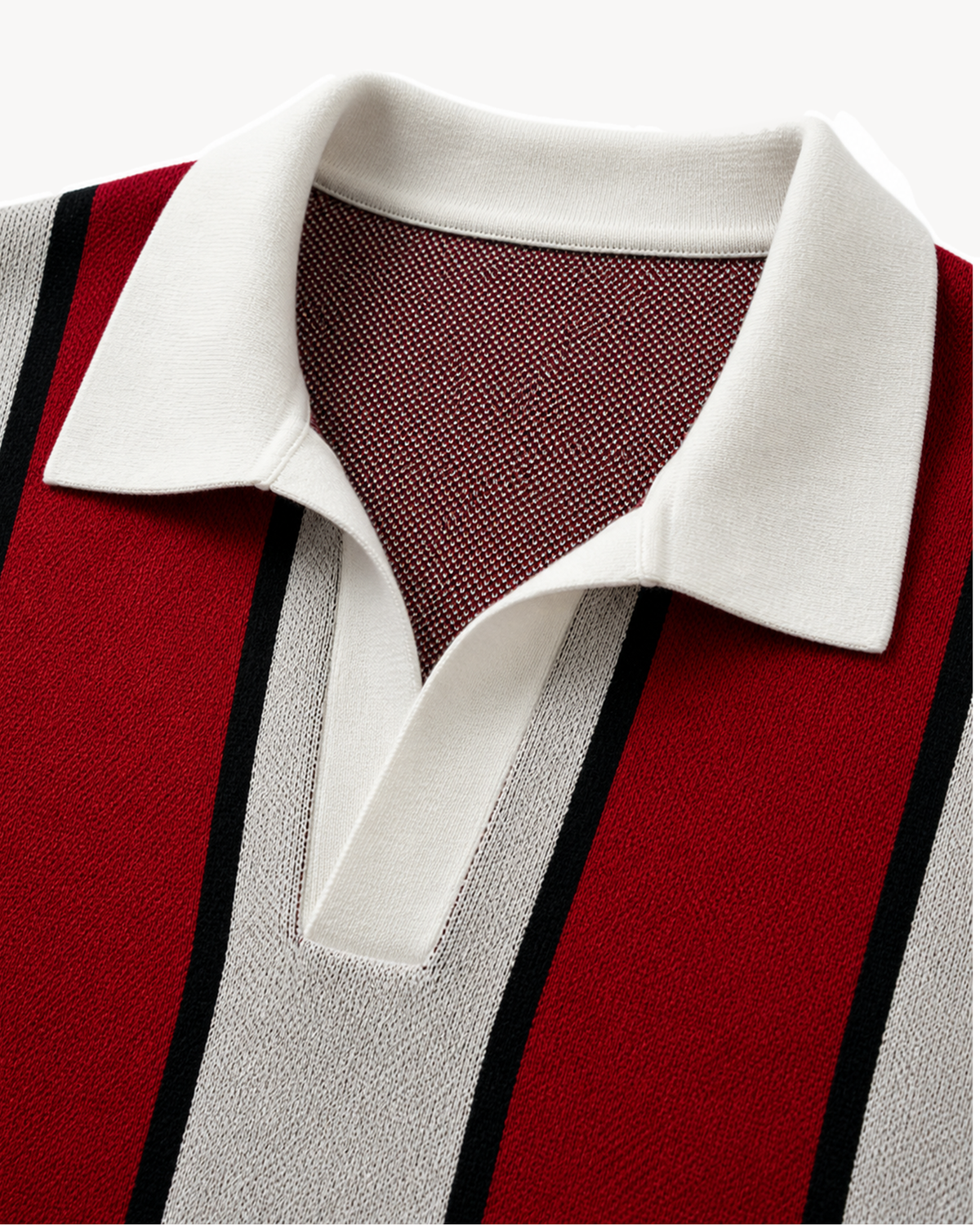 Knit Jersey — Rouge — collar and placket detail