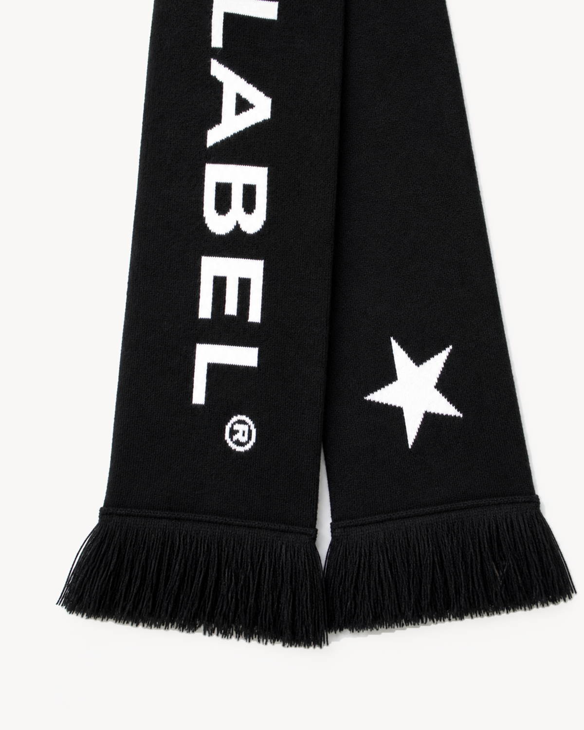 City Scarf — lettering, star and fringed ends