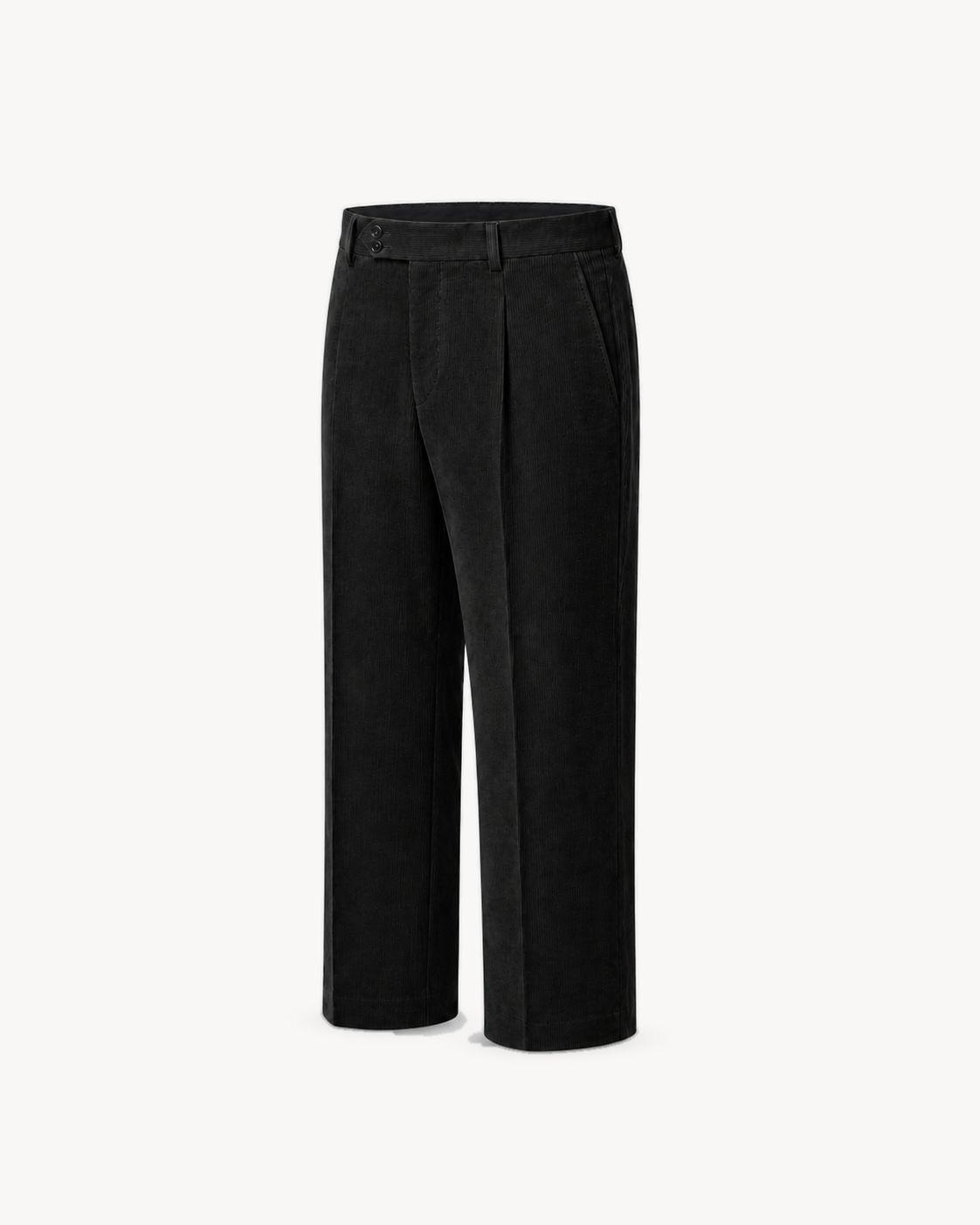 The Proper Corduroy Trousers — Noir — three-quarter view
