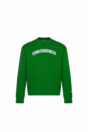 Consciousness sweatshirt — green — single product view on the Maison studio background.