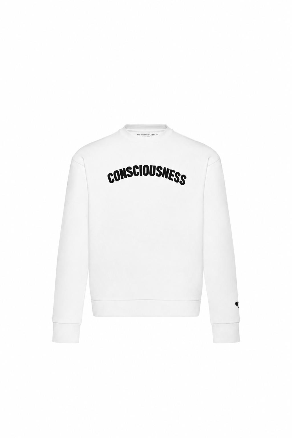 Consciousness sweatshirt — white — single product view on the Maison studio background.