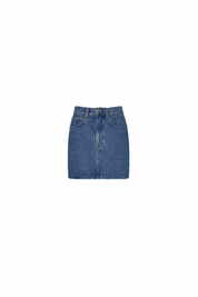 Denim skirt — single product view on the Maison studio background.