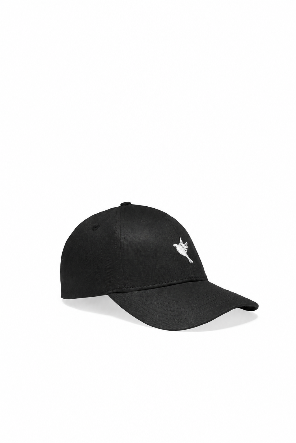 Dove cap — black — single product view on the Maison studio background.