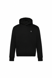 Dove hoodie — black — single product view on the Maison studio background.