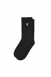 Dove socks — black — single product view on the Maison studio background.