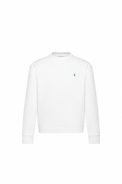 Dove sweatshirt — white / blue — single product view on the Maison studio background.