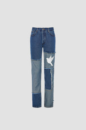 Patchwork denim trousers — 1